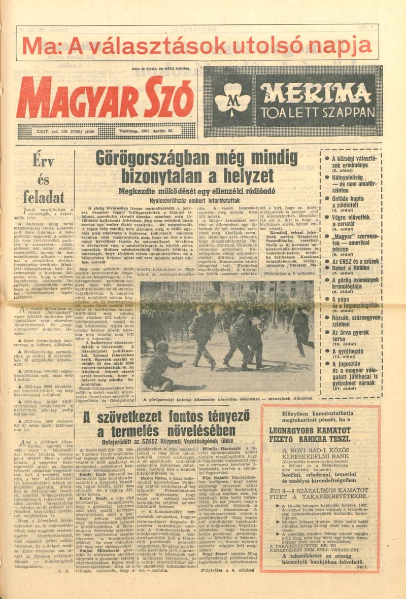 Magyar Szó, 24. évf. 1967. április 23. 110. sz. 1–24. oldal