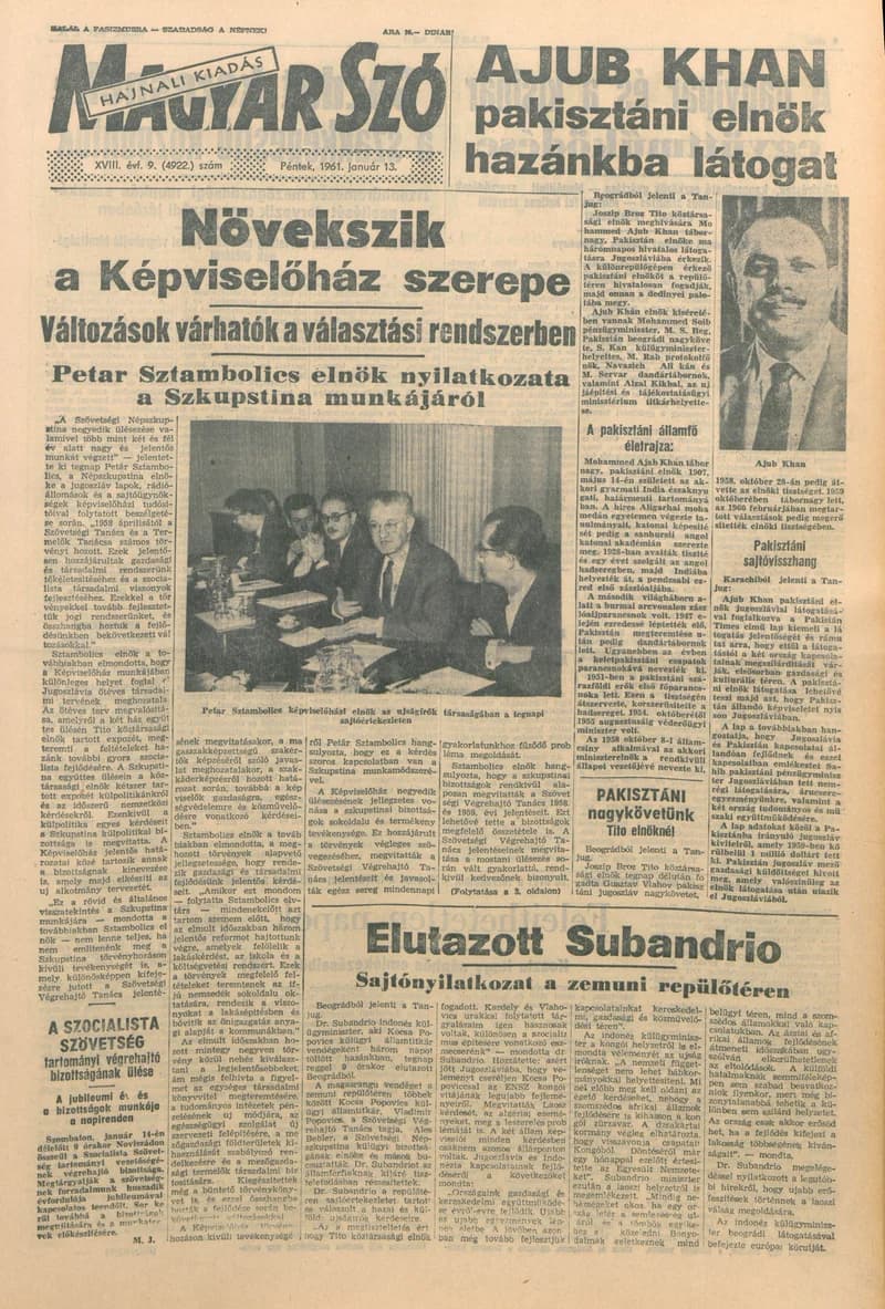 Magyar Szó, 18. évf. 1961. január 13. 9. sz. 1–12. oldal