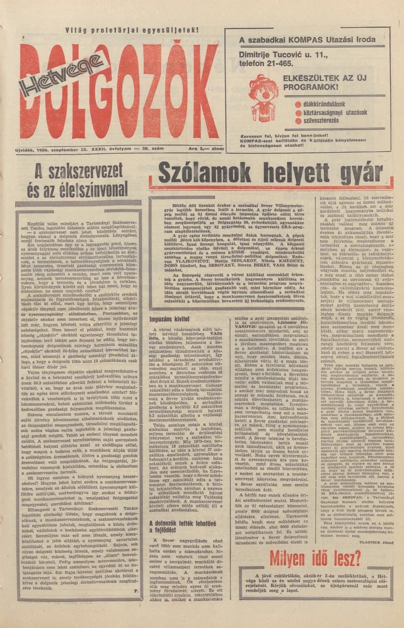 Dolgozók, 34. évf. 1980. szeptember 25. 38. sz.