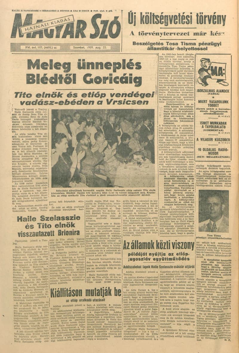 Magyar Szó, 16. évf. 1959. augusztus 22. 197. sz. 1–22. oldal