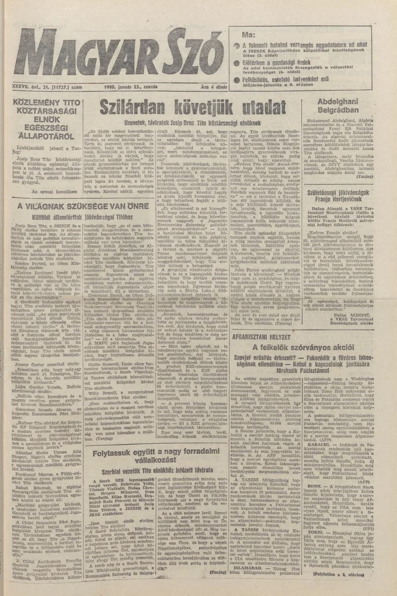 Magyar Szó, 37. évf. 1980. január 23. 21. sz. 1–20. oldal