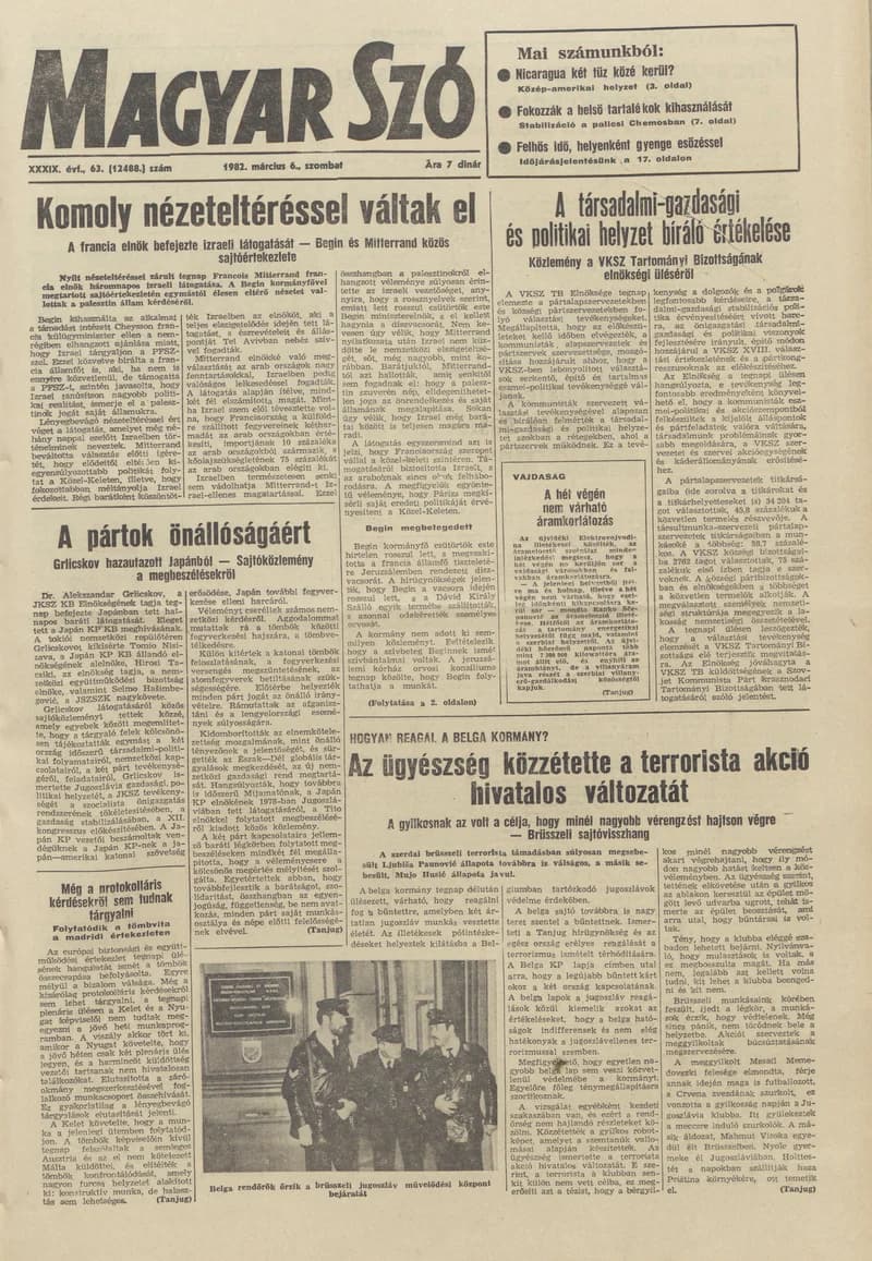 Magyar Szó, 39. évf. 1982. március 6. 63. sz. 1–20. oldal