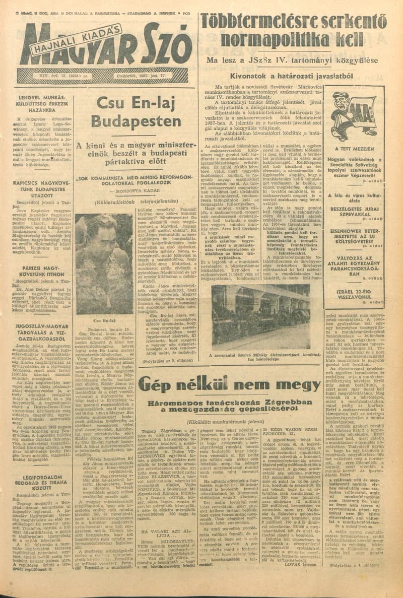 Magyar Szó, 14. évf. 1957. január 17. 15. sz. 1–14. oldal