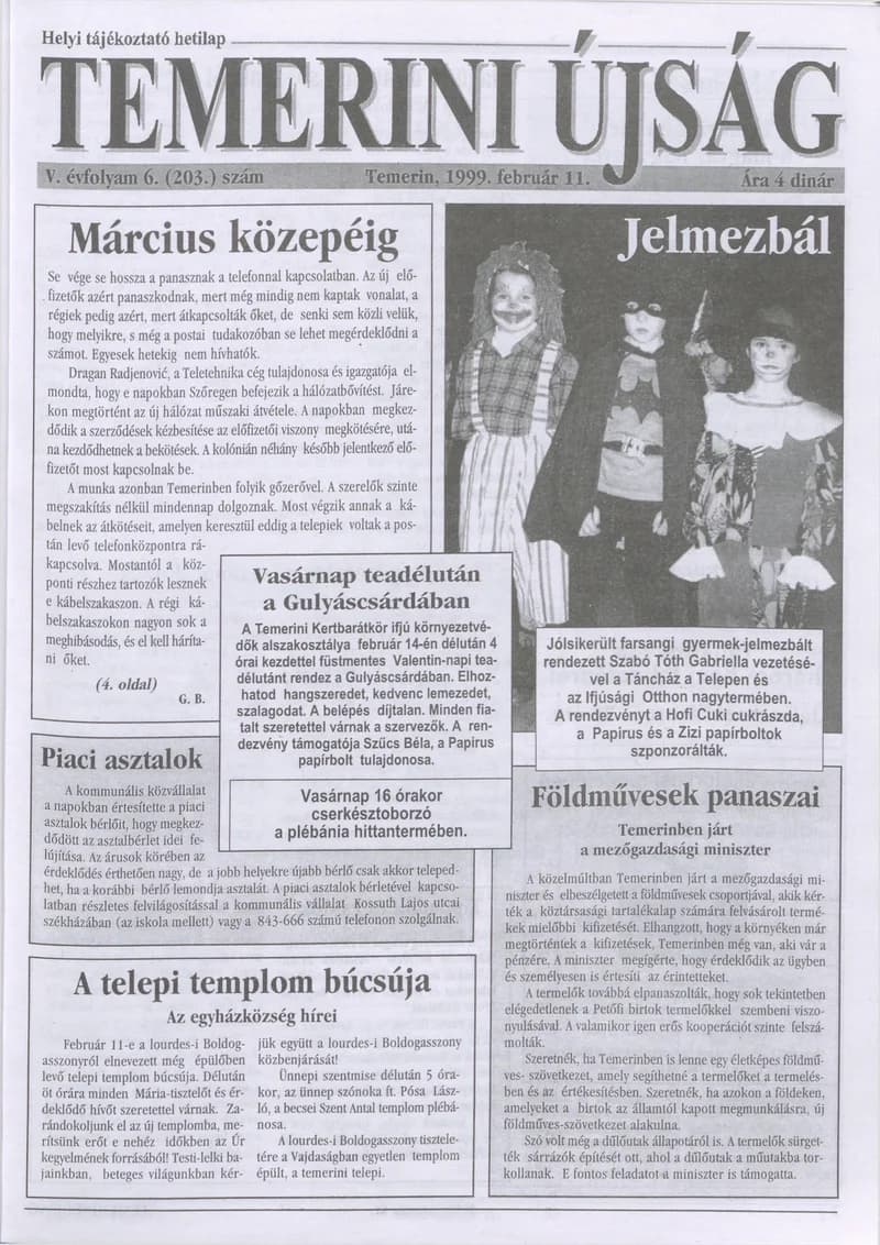 Temerini Újság, 5. évf. 1999. február 11. 6. sz.