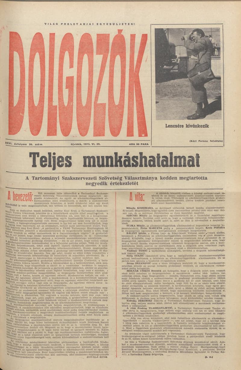 Dolgozók, 27. évf. 1973. június 29. 26. sz.