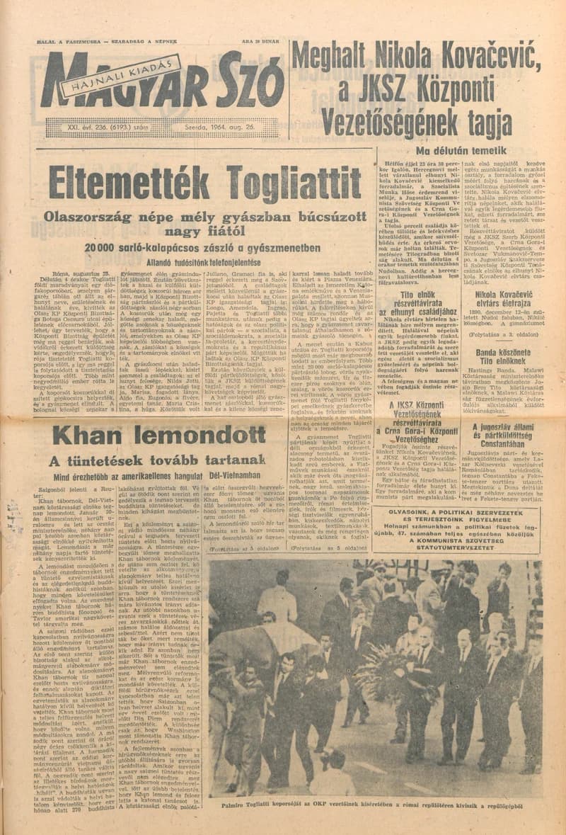 Magyar Szó, 21. évf. 1964. augusztus 26. 236. sz. 1–14. oldal