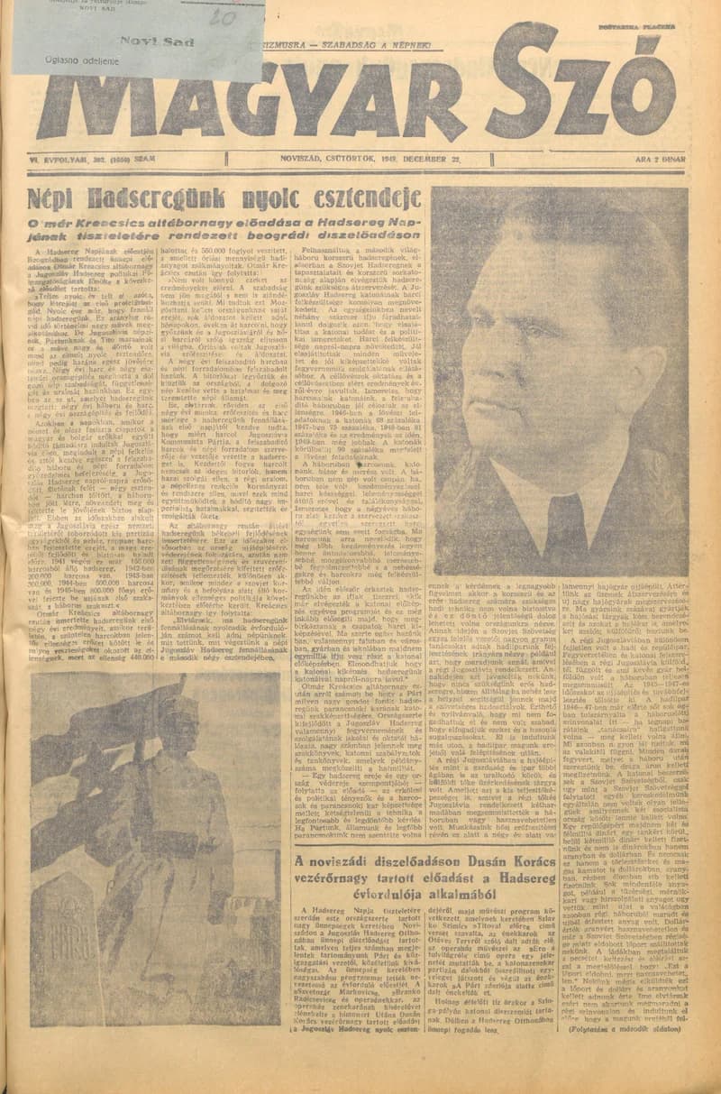 Magyar Szó, 6. évf. 1949. december 22. 302. sz. 1–4. oldal