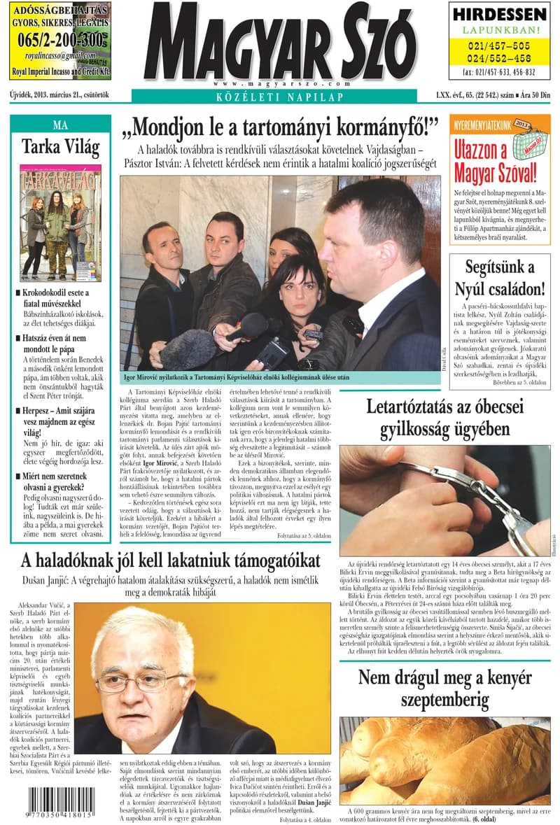 Magyar Szó, 70. évf. 2013. március 21. 65. sz. 1–20. oldal