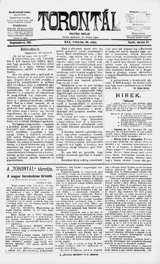 Torontál, 30. évf. 1901. március 20. 66. sz.