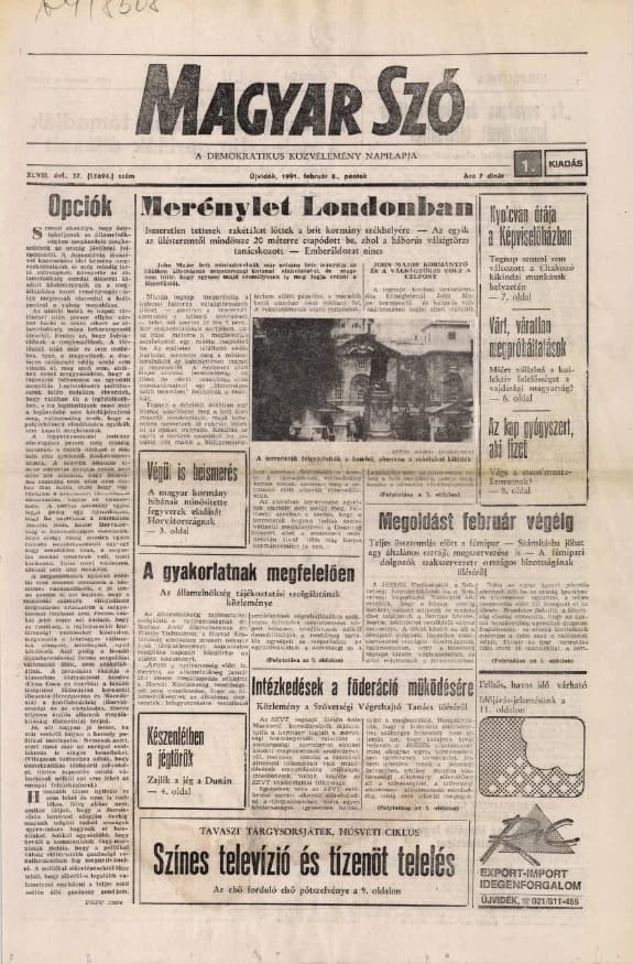Magyar Szó, 48. évf. 1991. február 8. 37. sz. 1–20. oldal