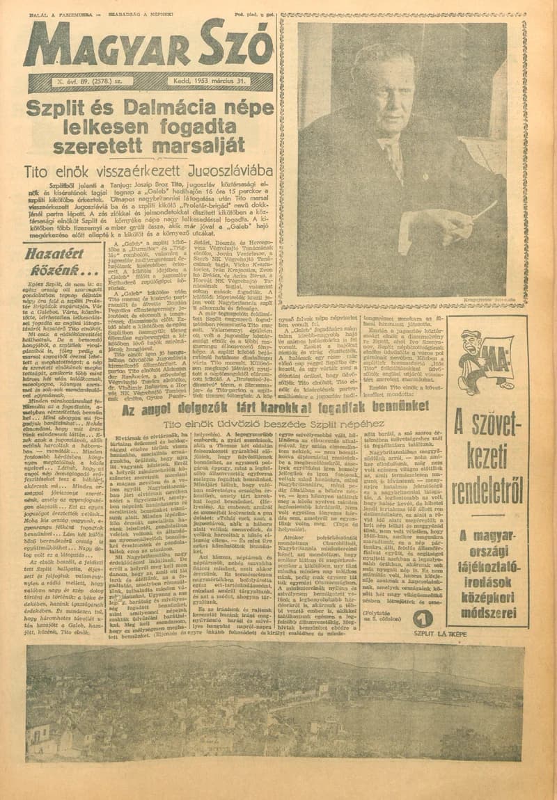 Magyar Szó, 10. évf. 1953. március 31. 89. sz. 1–10. oldal