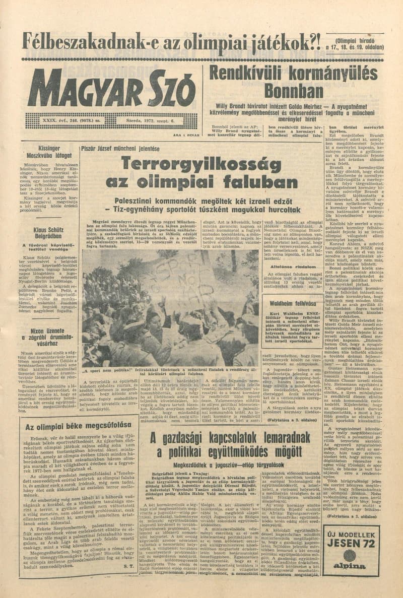 Magyar Szó, 29. évf. 1972. szeptember 6. 246. sz. 1–20. oldal