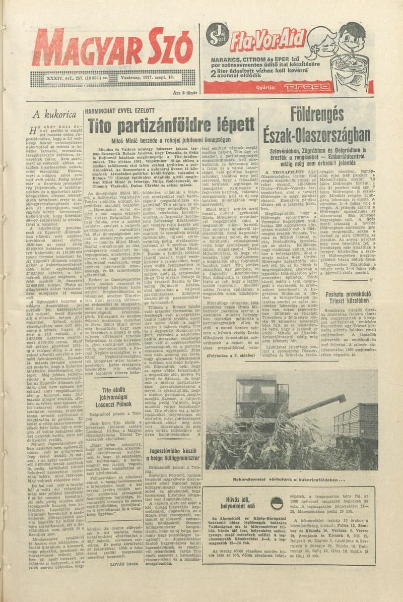 Magyar Szó, 34. évf. 1977. szeptember 18. 257. sz.