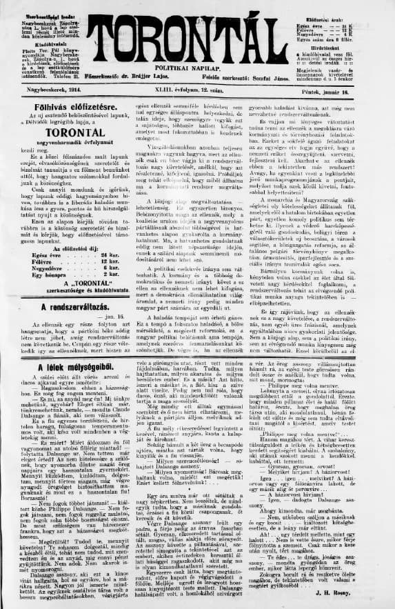 Torontál, 43. évf. 1914. január 16. 12. sz.