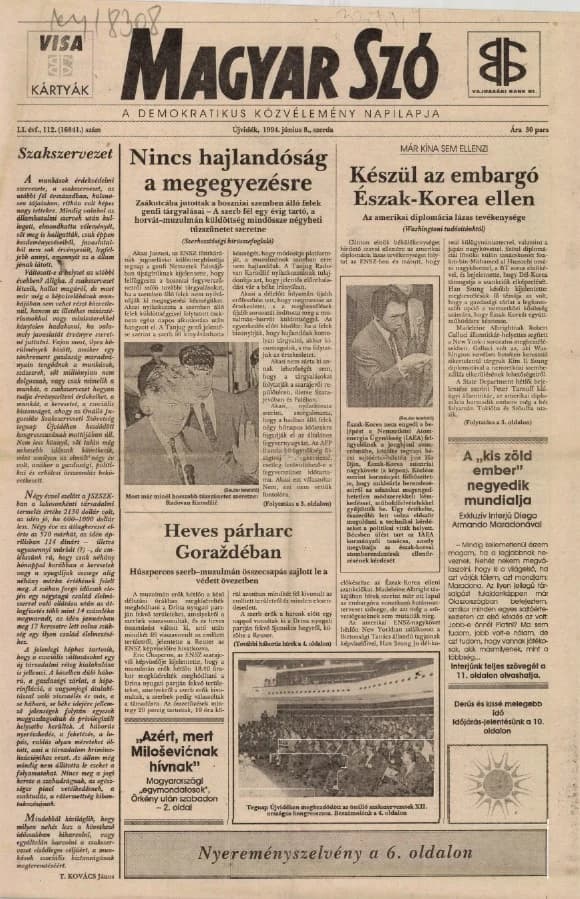 Magyar Szó, 51. évf. 1994. június 8. 112. sz. 1–16. oldal