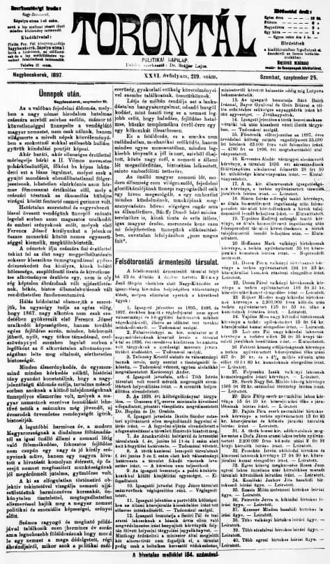Torontál, 26. évf. 1897. szeptember 25. 219. sz.