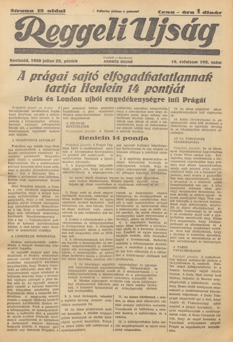 Reggeli Újság, 19. évf. 1938. július 22. 198. sz.