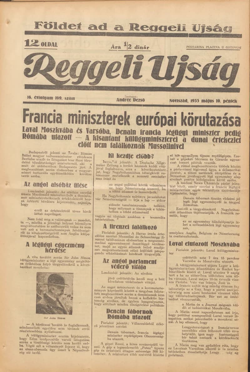 Reggeli Újság, 16. évf. 1935. május 10. 109. sz.