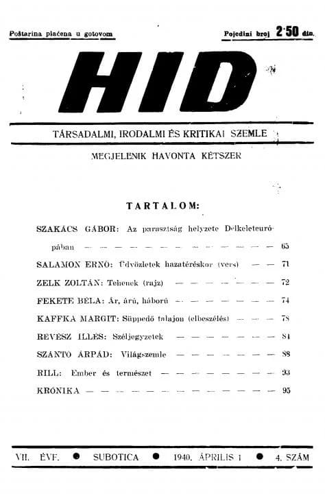 Híd, 7. évf. 1940. április. 4. sz. 65–96. oldal