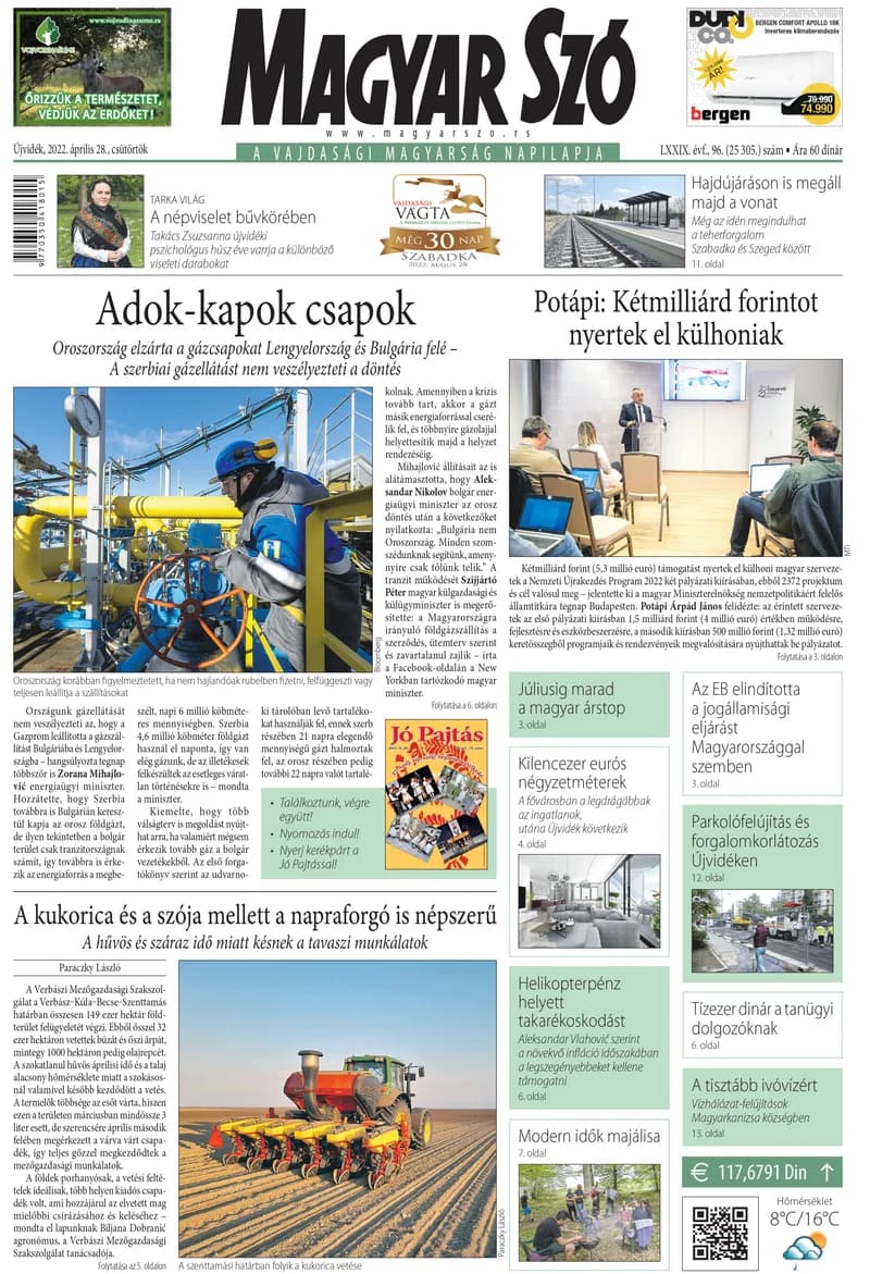 Magyar Szó, 79. évf. 2022. április 28. 96. sz. 1–20. oldal
