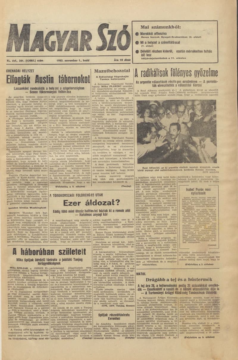 Magyar Szó, 40. évf. 1983. november 1. 301. sz.