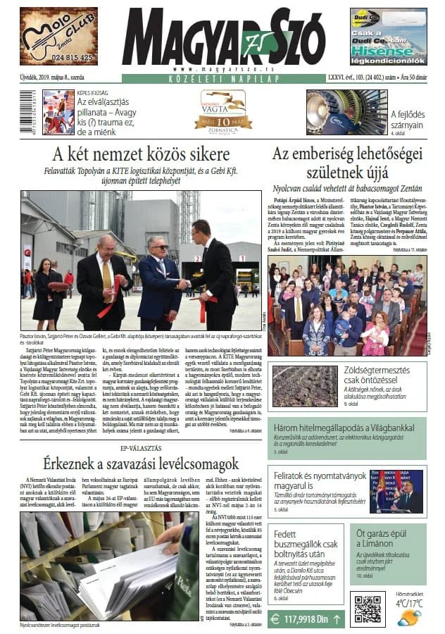 Magyar Szó, 76. évf. 2019. május 8. 103. sz. 1–16. oldal