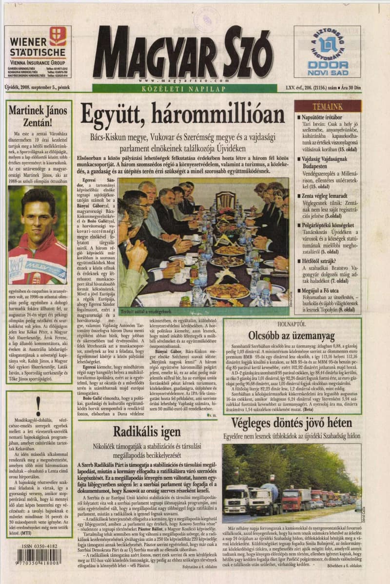 Magyar Szó, 65. évf. 2008. szeptember 5. 206. sz. 1–20. oldal