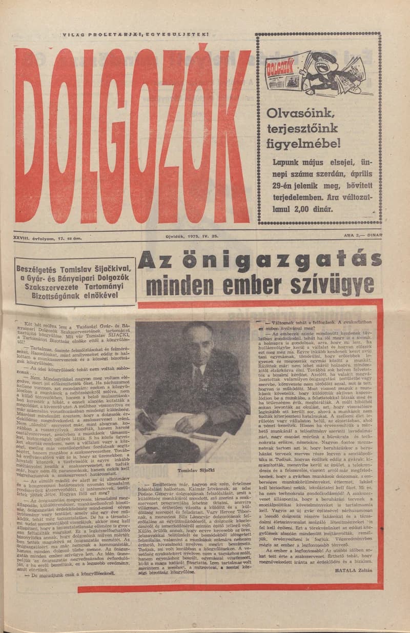 Dolgozók, 29. évf. 1975. április 25. 17. sz.