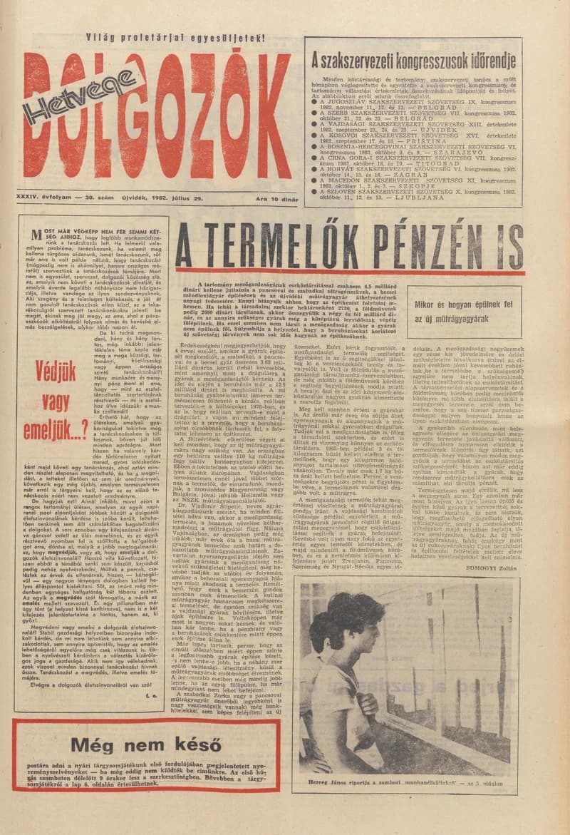 Dolgozók, 36. évf. 1982. július 29. 30. sz.