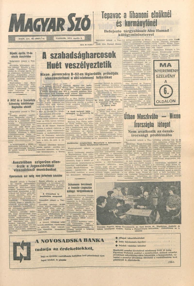 Magyar Szó, 29. évf. 1972. április 6. 95. sz. 1–12. oldal