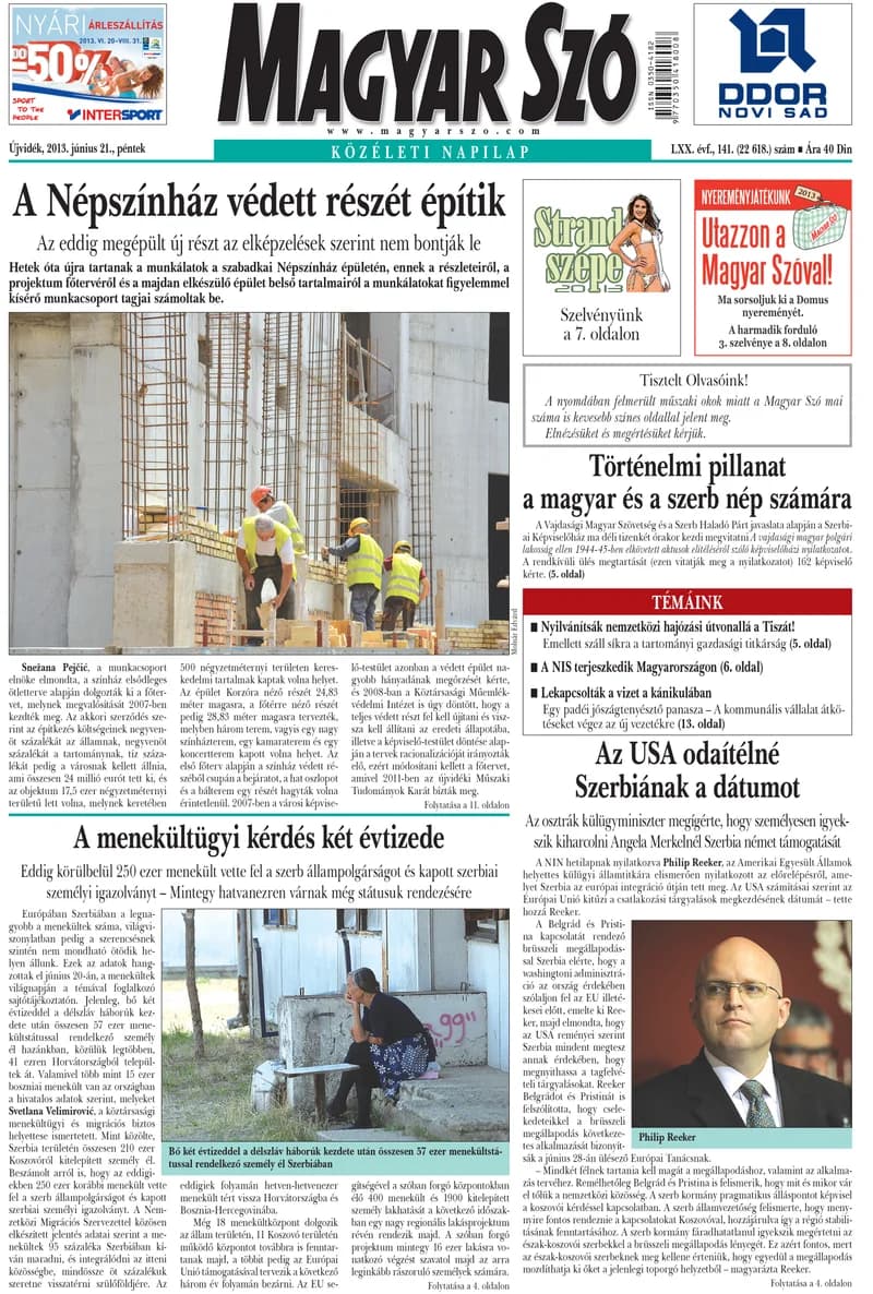 Magyar Szó, 70. évf. 2013. június 21. 141. sz. 1–20. oldal