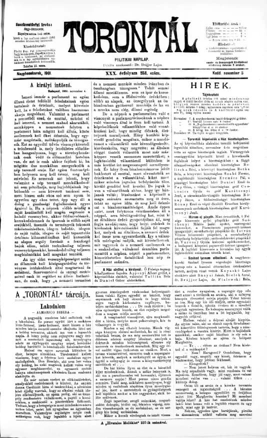 Torontál, 30. évf. 1901. november 5. 253. sz.