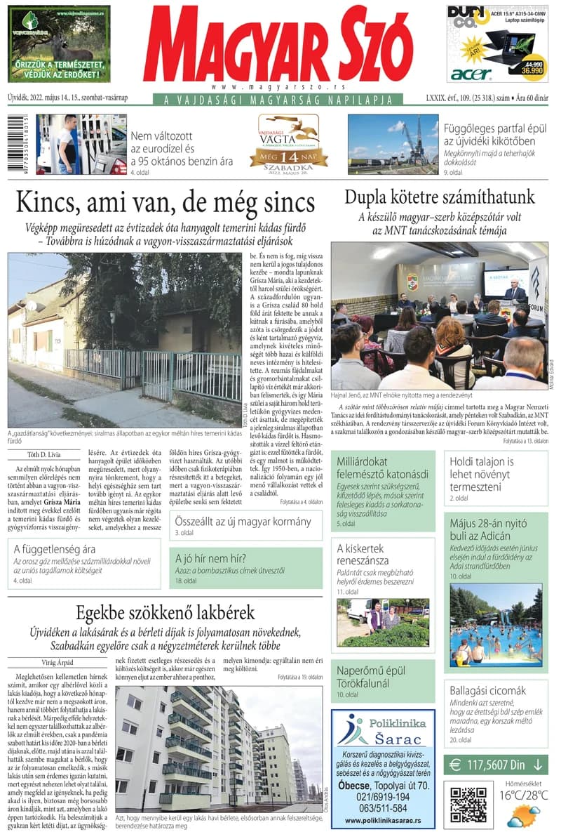Magyar Szó, 79. évf. 2022. május 14. – 15. 109. sz. 1–32. oldal