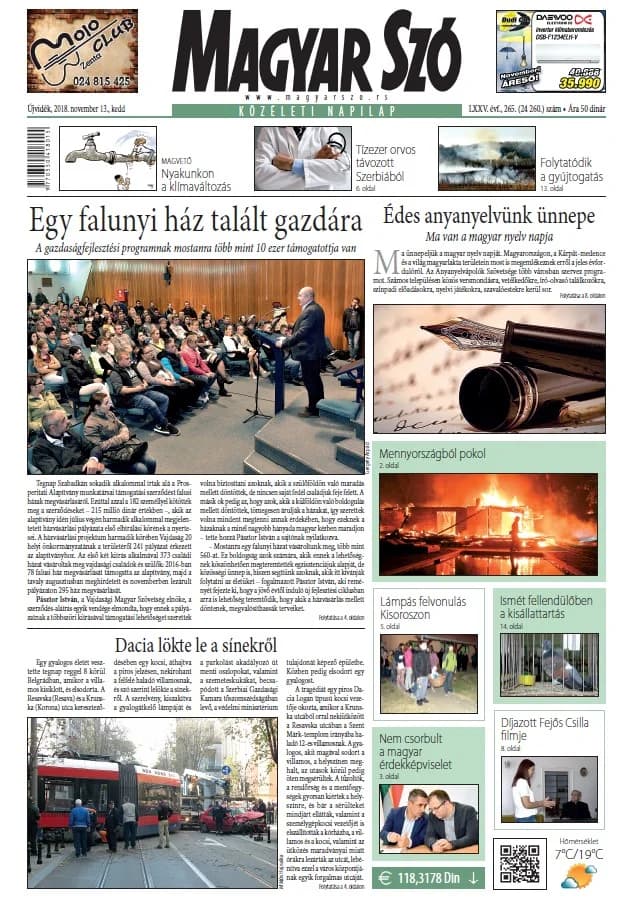 Magyar Szó, 75. évf. 2018. november 13. 265. sz. 1–20. oldal
