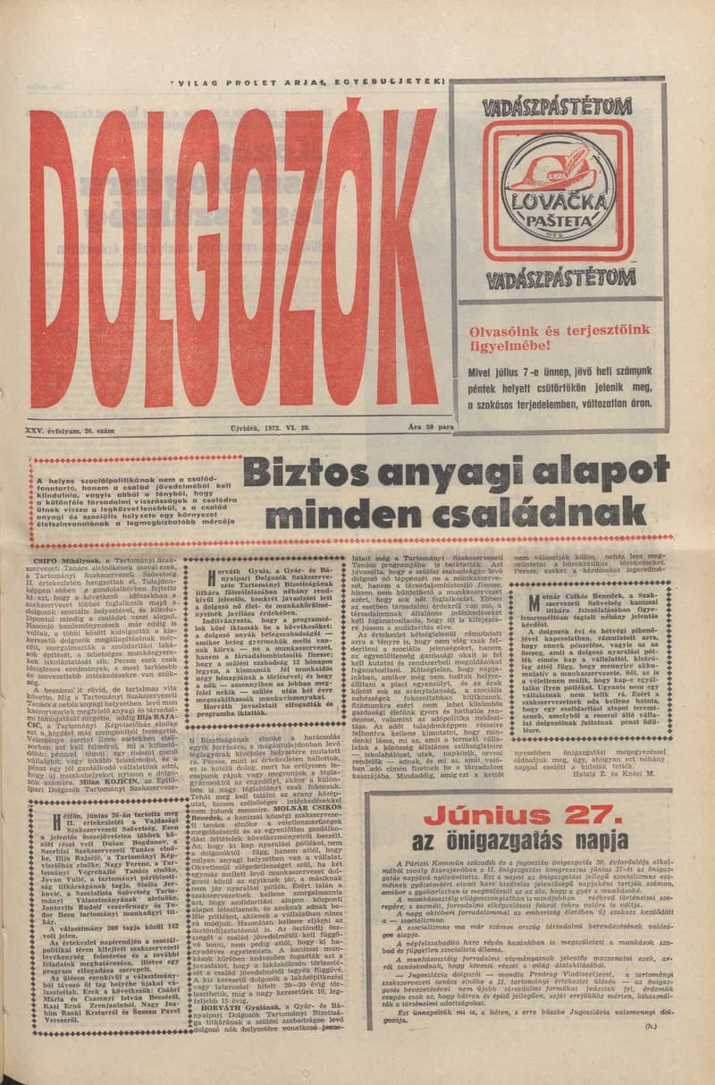 Dolgozók, 26. évf. 1972. június 30. 26. sz.