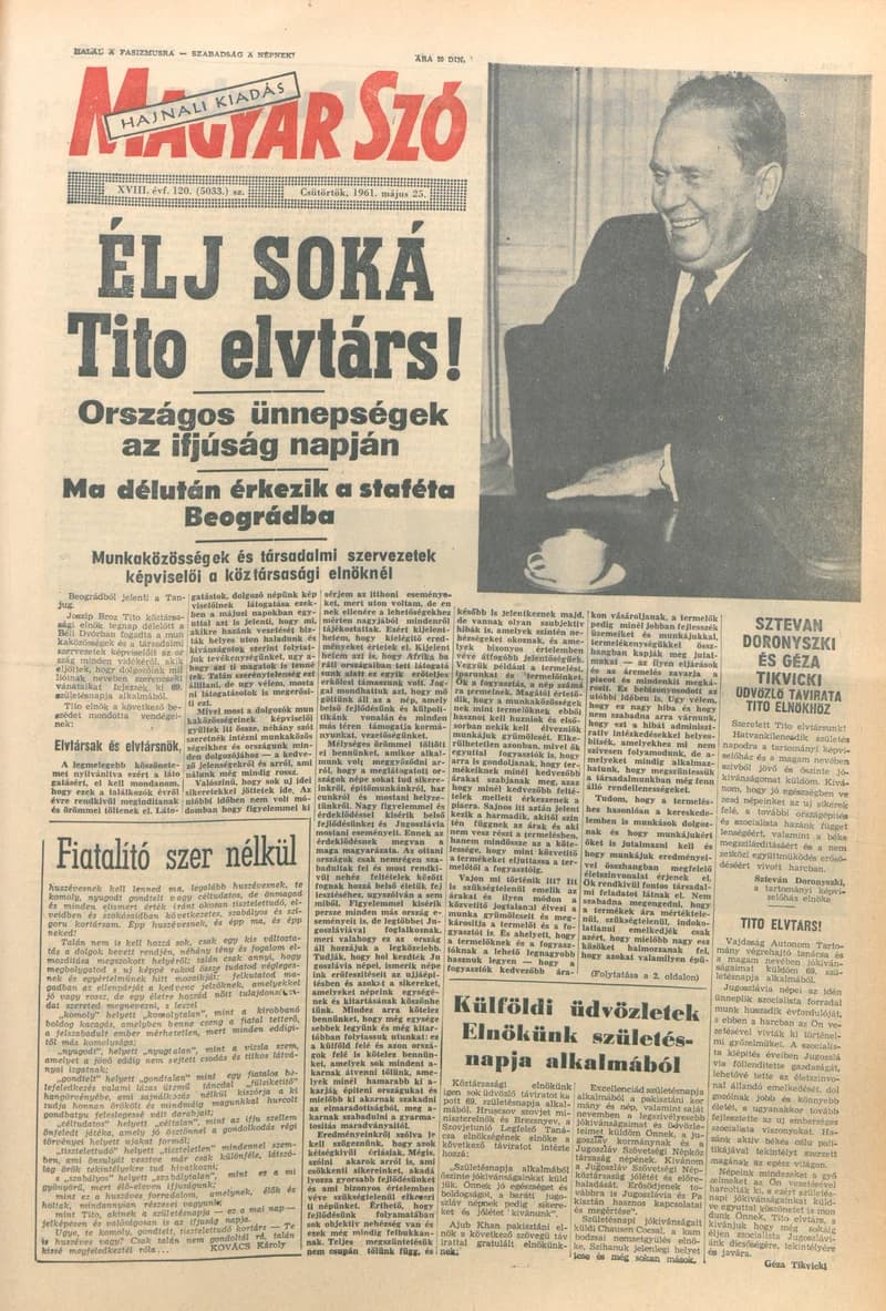 Magyar Szó, 18. évf. 1961. május 25. 120. sz. 1–16. oldal