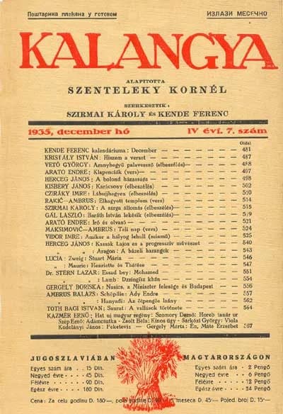 Kalangya, 4. évf. 1935. december. 7. sz. 481–576. oldal