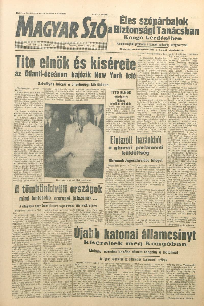 Magyar Szó, 17. évf. 1960. szeptember 16. 218. sz. 1–24. oldal