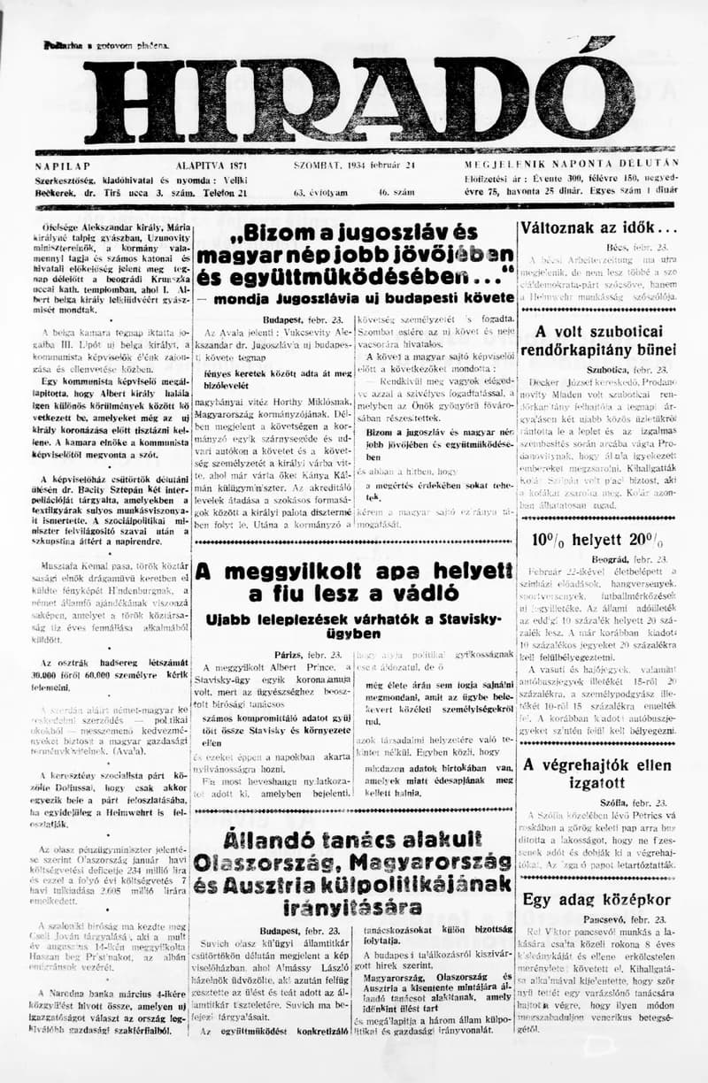 Híradó, 63. évf. 1934. február 24. 46. sz.