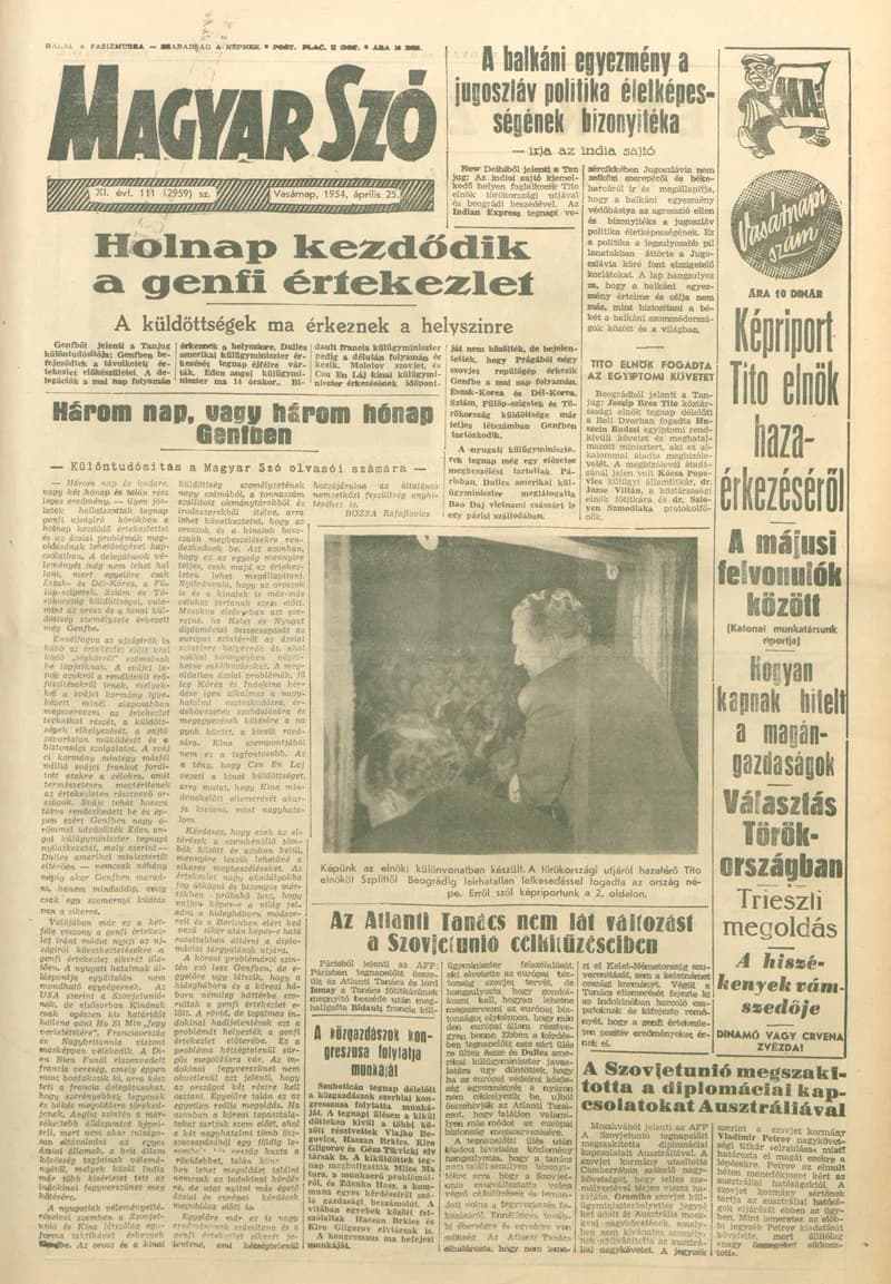 Magyar Szó, 11. évf. 1954. április 25. 111. sz. 1–14. oldal