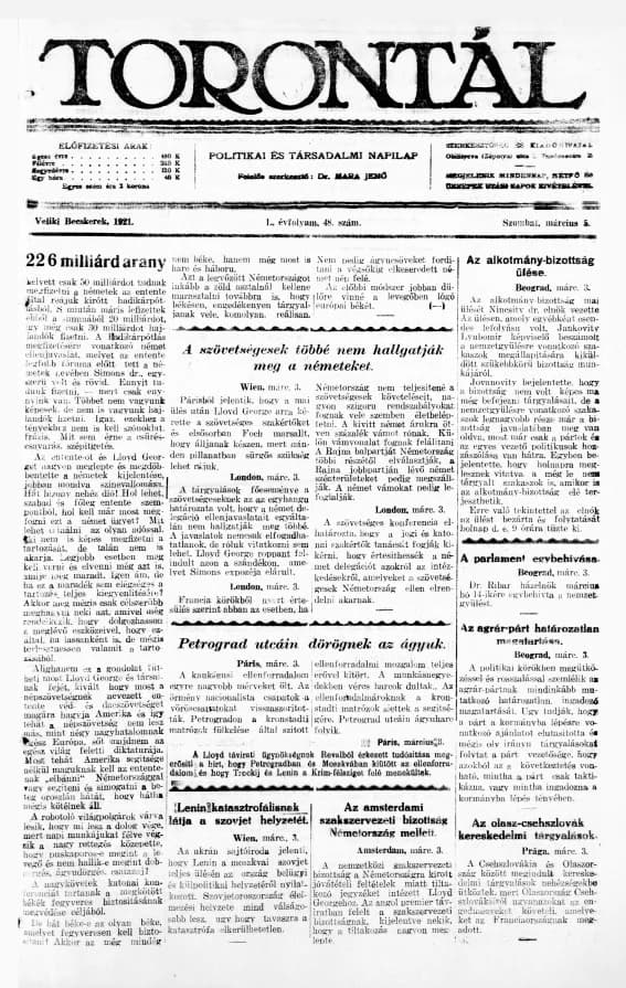 Torontál, 50. évf. 1921. március 5. 48. sz.