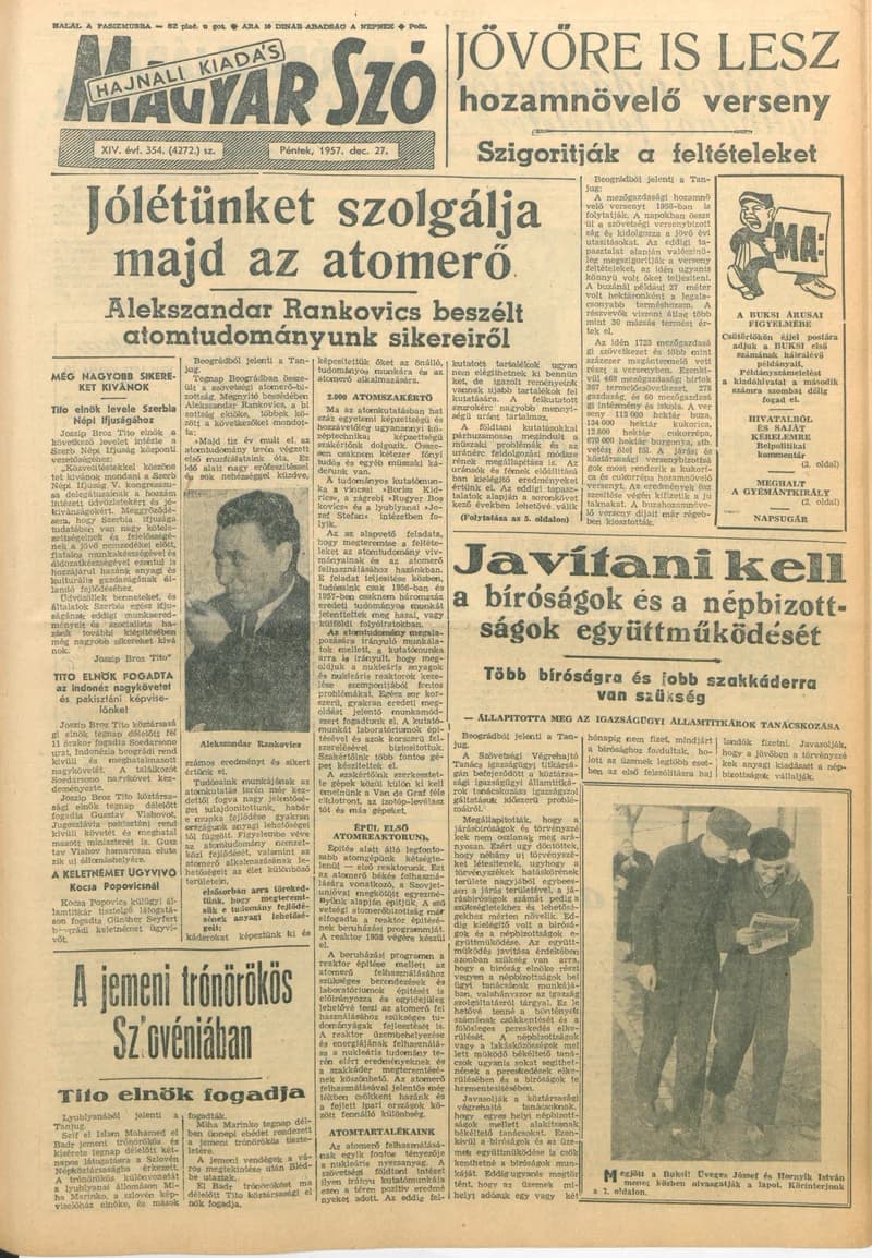 Magyar Szó, 14. évf. 1957. december 27. 354. sz. 1–14. oldal