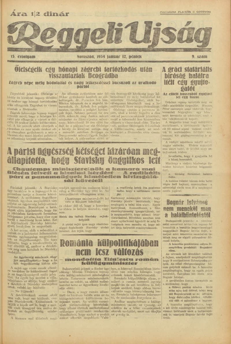 Reggeli Újság, 15. évf. 1934. január 12. 9. sz.
