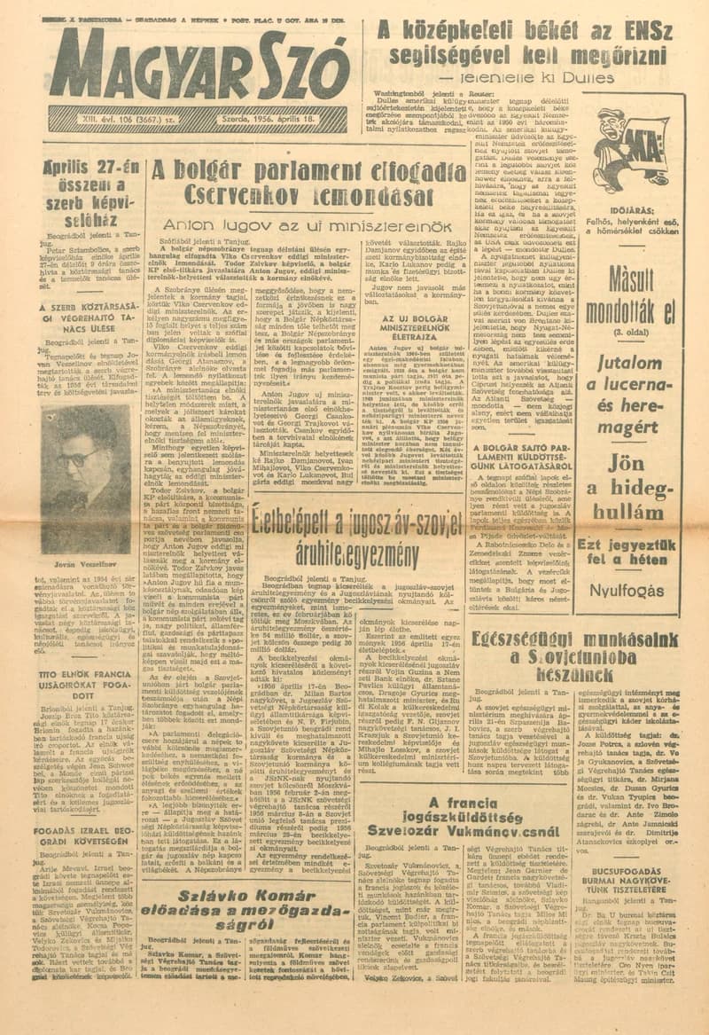 Magyar Szó, 13. évf. 1956. április 18. 106. sz. 1–8. oldal