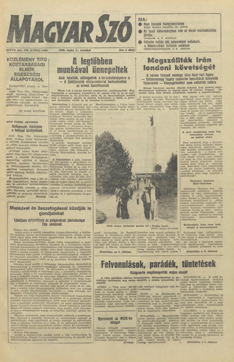 Magyar Szó, 37. évf. 1980. május 3. 120. sz. 1–20. oldal