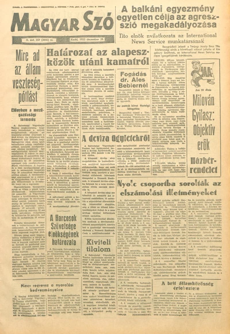 Magyar Szó, 10. évf. 1953. december 29. 357. sz. 1–12. oldal