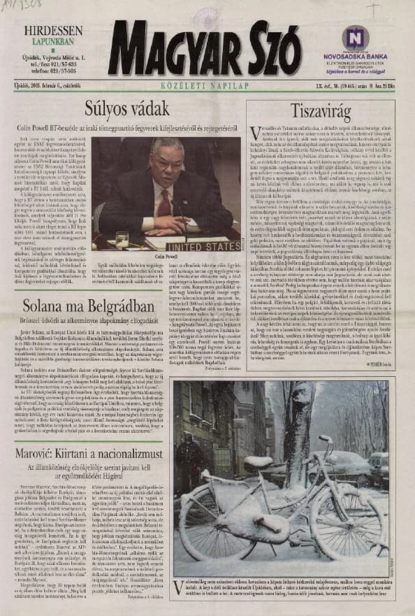 Magyar Szó, 60. évf. 2003. február 6. 30. sz. 1–16. oldal