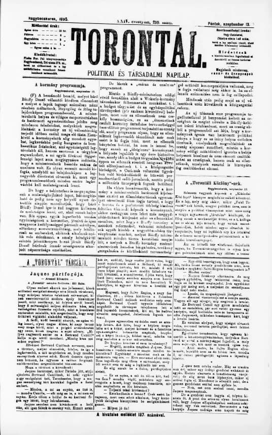 Torontál, 24. évf. 1895. szeptember 13. 210. sz.