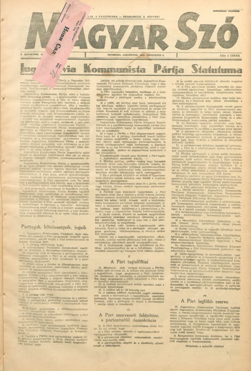 Magyar Szó, 5. évf. 1948. augusztus 5. 186. sz. 1–4. oldal