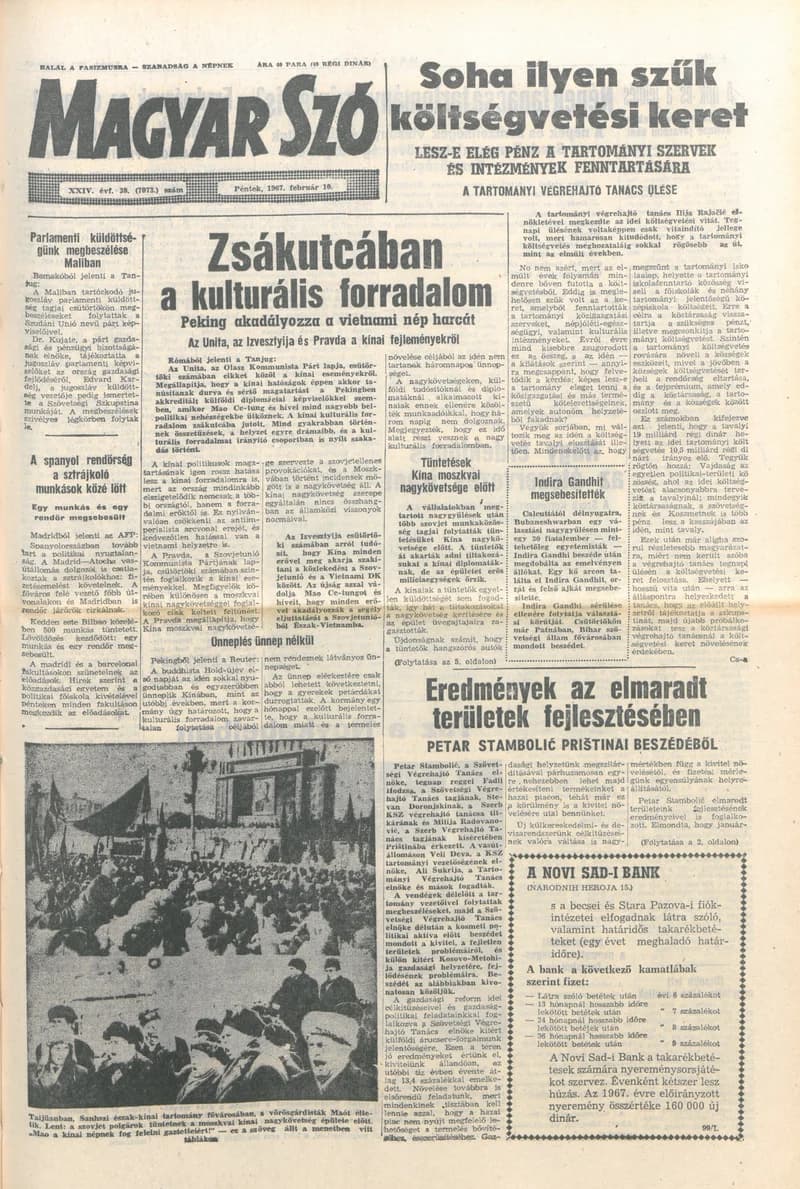Magyar Szó, 24. évf. 1967. február 10. 38. sz. 1–16. oldal
